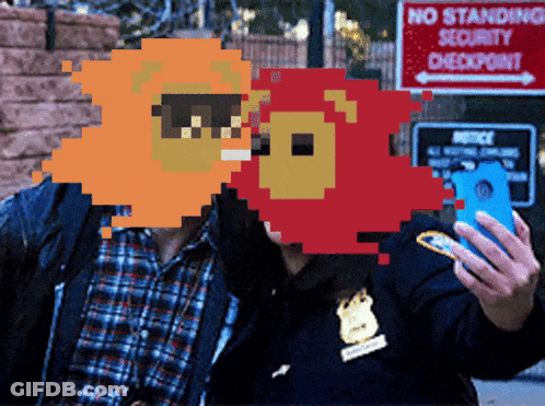 Man And Woman Taking Selfie At No Standing Security Checkpoint GIF