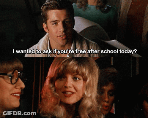 Man And Woman Talking: I Wanted To Ask If You're Free After School Today GIF