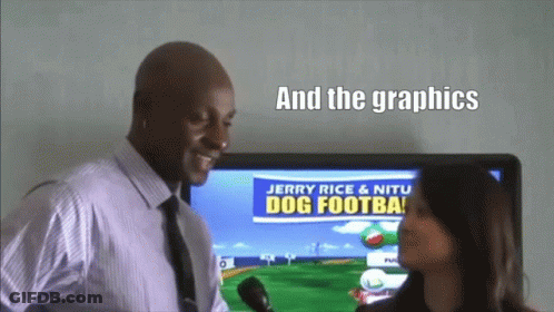 Man And Woman Talking In Front Of TV Saying Jerry Rice & Nitu Dog Footba GIF