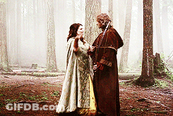 Man And Woman Talking In Woods GIF
