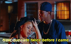 Man And Woman Talking Saying Naw Cuz I Ate Twice Before I Came GIF