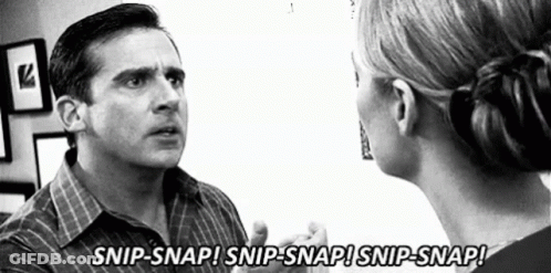 Man And Woman Talking Snip Snap Black And White GIF