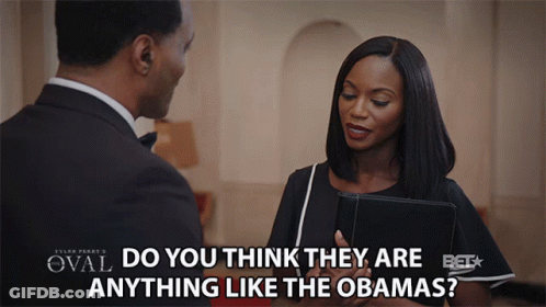 Man And Woman Talking Woman Says Do You Think They Are Anything Like Obama's GIF