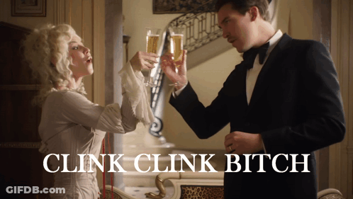 Man And Woman Toasting Champagne Clink Clink Bitch GIF