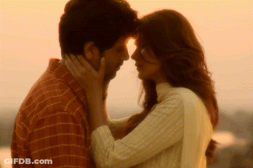 Man And Woman Touching Foreheads Eyes Closed GIF