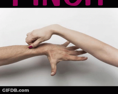Man And Woman Touching Hands With Truth In Pink GIF