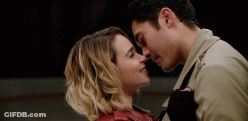 Man And Woman Touching Noses And Smiling GIF