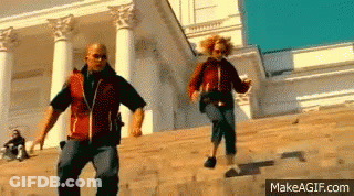 Man And Woman Walking Up Stairs GIF