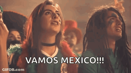 Man And Woman Watching Soccer Saying Vamos Mexico GIF