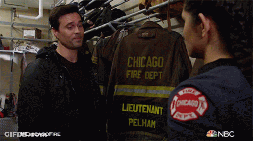 Man And Woman With Chicago Fire Pelham Jacket GIF