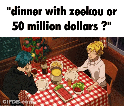 Man And Woman With Dinner Zeekou Or 50 Million GIF