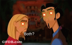 Man And Woman With Glowing Eyes And Both Above GIF