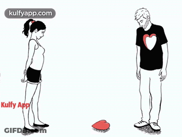 Man And Woman With Heart Shirts GIF