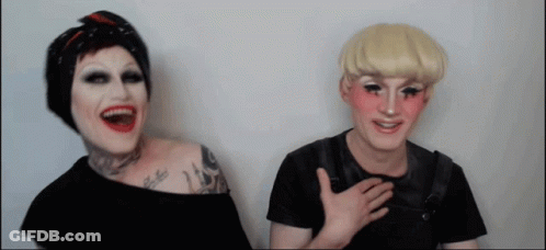 Man And Woman With Makeup Laughing GIF