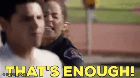 Man And Woman With Police Officer Saying That's Enough GIF