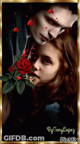 Man And Woman With Rose In Mouth By Tonylopez GIF