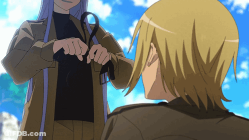 Man And Woman With Scissors GIF