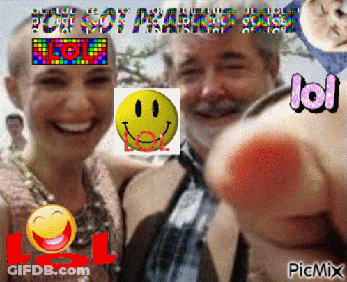 Man And Woman With Smiley Saying LOL GIF