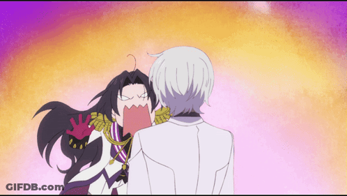 Man And Woman With Woman Making Face GIF