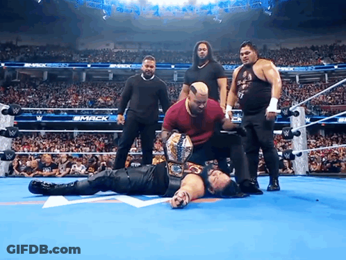 Man And Woman Wrestling In Ring GIF