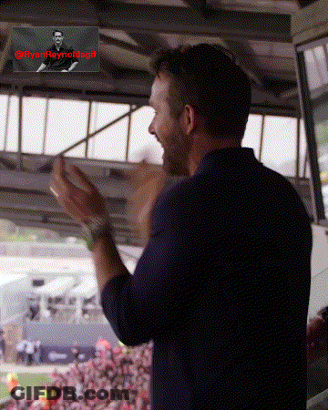 Man Applauds In Front Of Ryan Reynolds Girl GIF