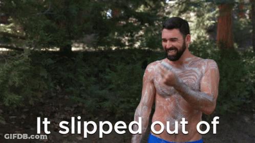Man Applying Sunscreen With It Slipped Out GIF