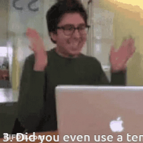 Man Arms Up Apple Laptop GIF