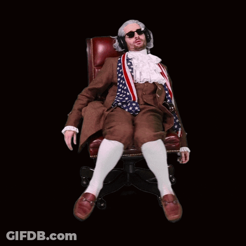 Man As Benjamin Franklin Sitting GIF