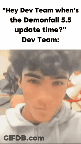 Man Asking Dev Team About Demonfall 5.5 Update GIF
