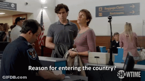 Man Asking Woman Why She Entering Country GIF