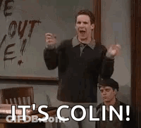 Man At Blackboard Saying It's Colin GIF