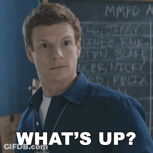 Man At Blackboard Saying What's Up GIF