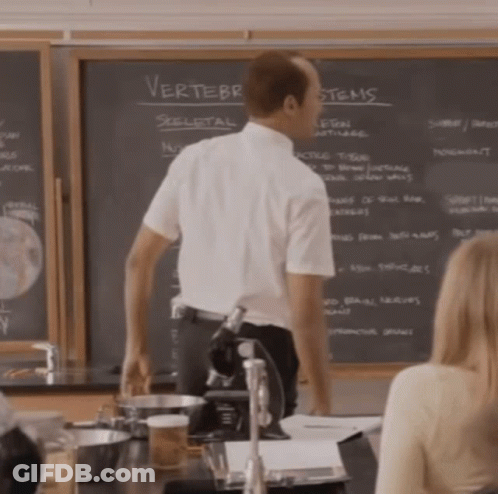 Man At Blackboard Vertebrae Skeleton Stems GIF