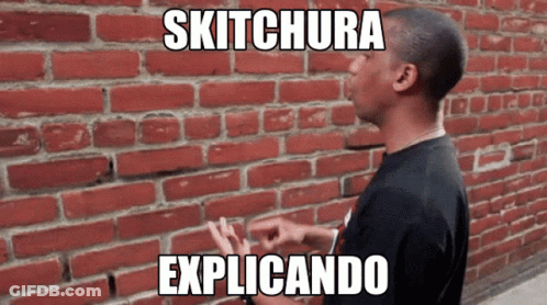 Man At Brick Wall With Skitchura Explainando GIF