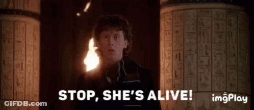 Man At Columns Says Stop She's Alive GIF