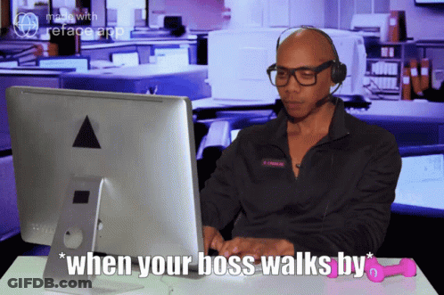 Man At Computer When Your Boss Walks By GIF