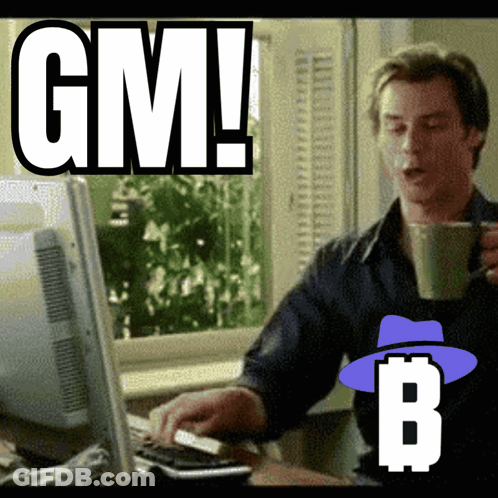 Man At Computer With GM GIF