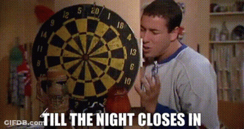 Man At Dart Board Till The Night Closes In GIF