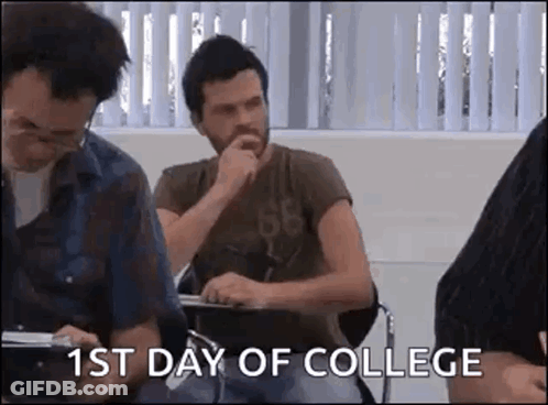Man At Desk 1St Day Of College GIF