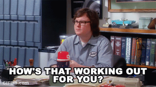Man At Desk Asking How's That Working Out For You GIF