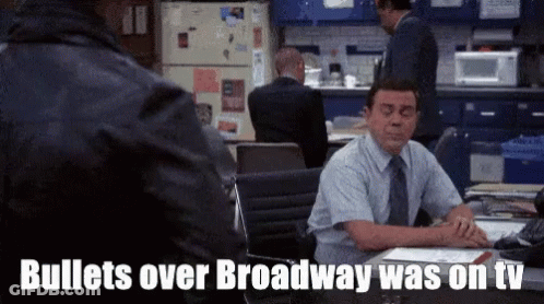 Man At Desk Bullets Over Broadway On TV GIF