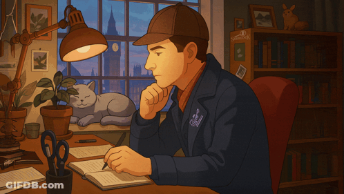Man At Desk Cat Sleeping On Window GIF