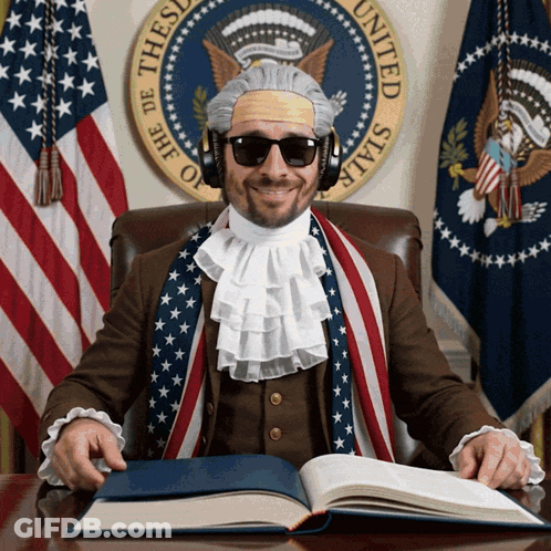 Man At Desk In Front Of United States Seal GIF