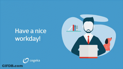 Man At Desk Laptop Dog Red Have Nice Workday GIF