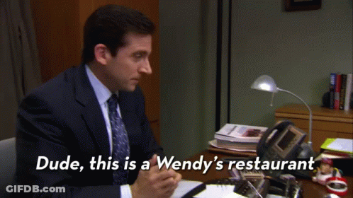 Man At Desk Saying Dude This Is A Wendy's Restaurant GIF