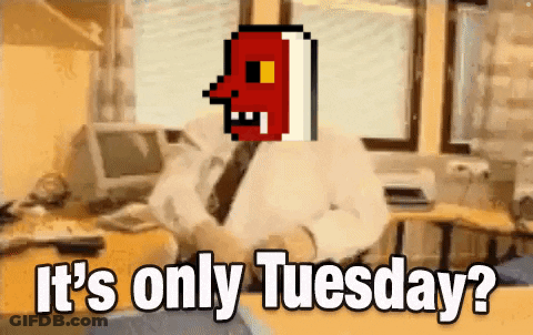 Man At Desk Saying It's Only Tuesday GIF