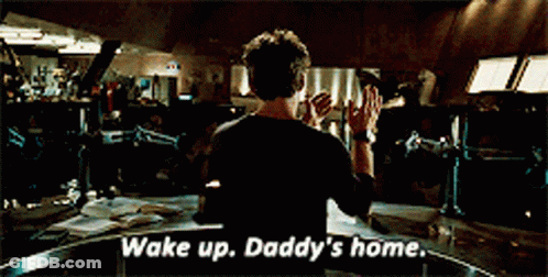 Man At Desk Saying Wake Up Daddy's Home GIF