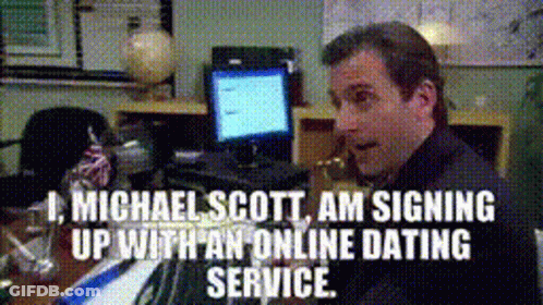 Man At Desk Says Michael Scott Signing Up With Online Dating Service GIF