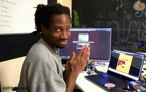 Man At Desk With Computer And Laptop Scream GIF