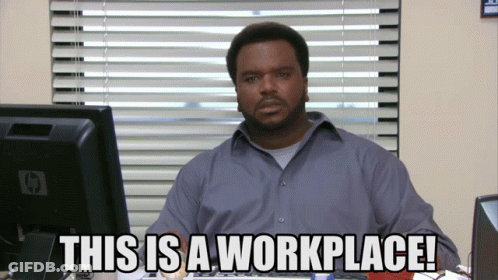 Man At Desk With Computer Saying This Is A Workplace GIF